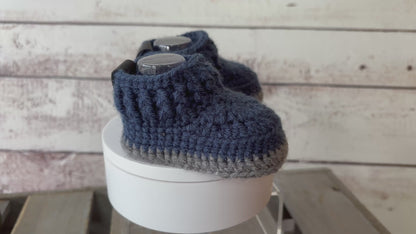 Navy/Gray Baby Shoes 0-3 Months