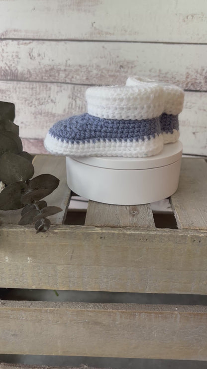 Blue/White Baby Shoes- 0-3 Months